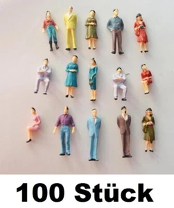 100 Stk. Modellbau bemalt Figuren Maßstab M 1:100 Architektur Menschen Mini bunt - Picture 1 of 3