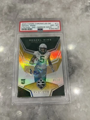 2020 Panini Phenoms Limited Denzel Mims Rookie Auto Mirror Gold 01/10 PSA 8 Jets - Image 1 of 2