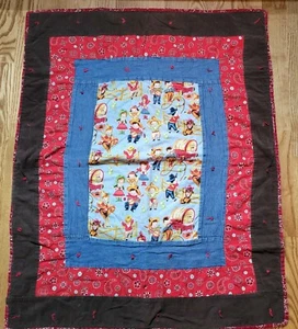1940's Cowboy Cowgirl Children Covered Wagon Horses Baby Toddler Crib Blanket - Picture 1 of 7