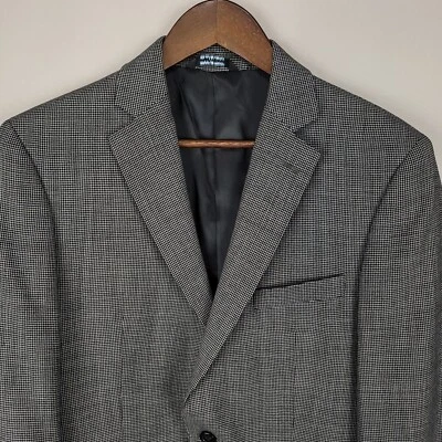 Blazer Marc Anthony Masculino 38R Preto Micro Xadrez Casaco Esportivo de Lã Jaqueta de 2 Botões - Imagem 1 de 4