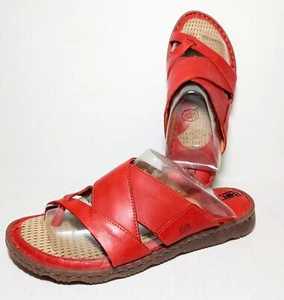 NUEVO Born Sorja II Mujer Cuero Rojo Zapatos Deslizables 10M Punta Lazo Sandalias Cómodas - Imagen 1 de 7