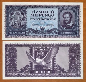 Hungary, 10,000,000,000,000 pengo 1946, P-129 aUNC - Picture 1 of 1