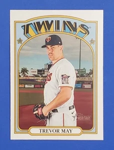 2021 Topps Heritage #350 Trevor May French Text Variation SSP Twins Mets - Picture 1 of 2