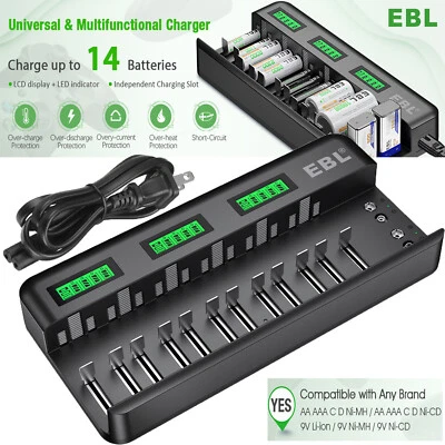 EBL Smart Charger for AA AAA C D Size 9V Rechargeable Batteries - Image 1 of 4