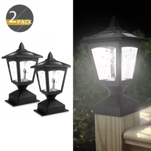 2 Pack 4X4 Solar Post Lights Outdoor Waterproof Garden Pathway Fence Post Light - Picture 1 of 7