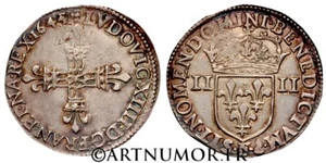 LOUIS XIV - QUART D'ÉCU, 1644 F ANGERS - Foto 1 di 1