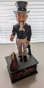 Vintage CAST IRON UNCLE SAM MECHANICAL COIN BANK Piggy Collectible Great Cond !! - Picture 1 of 5