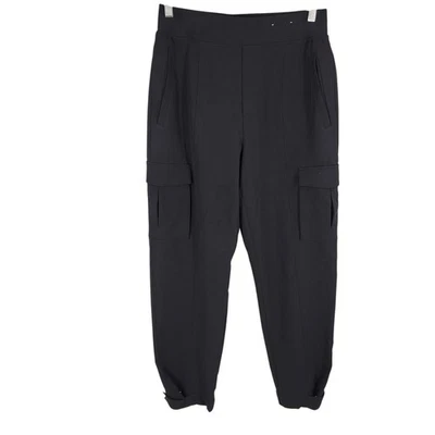 Black Cargo Jogger Pants Medium Stretch Waist Utility Streetwear Pockets - Image 1 of 4