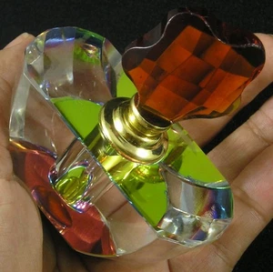 Perfume Aceite Esencial Vitrail Arco Iris Vidrio Factado Medio Redondo Ámbar Botella Superior - Imagen 1 de 1