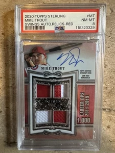 2020 Topps Sterling Mike Trout Swings Auto Relics Red /5 Angels PSA 8 - Picture 1 of 2