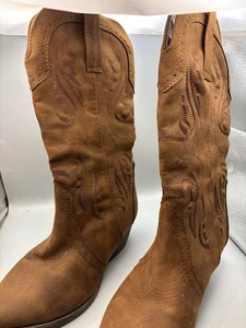 Western Cowgirl Boots Sz 7.5 Brown Faux Leather SGR-Tammy - Picture 1 of 23
