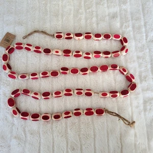 Ghirlanda stringa legno punto rosso campagna rustica natalizia casale nuova con etichetta - Foto 1 di 3