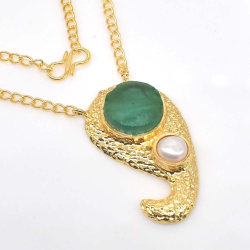 CHROME HEARTS Collana testa di elefante placcata oro gioielli moda quarzo diopside cromato i104