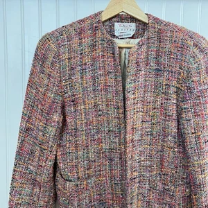 Blazer Talbots Petites Vintage Dinero Antiguo Barbiecore Multi Tweed Boucle Preppy M - Imagen 1 de 9