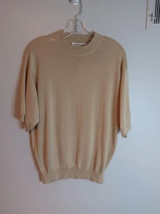 New Pronto Uomo Mens Silk Blend Soft Knit Pullover Sz Small Tan Mock Neck - Picture 1 of 6