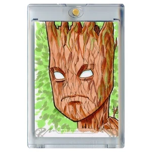 2018 Sky Box Marvel Masterpieces Groot Sketch and Auto Card #1/1 - Bild 1 von 3