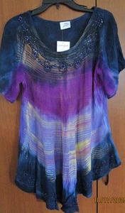 Nuevo top túnica Greater Good talla única busto 100 % rayón 53 longitud 32,5 pulgadas - Imagen 1 de 5