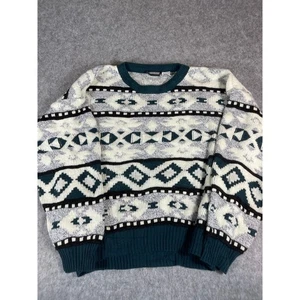 Vintage 90s Expressions Pullover Sweater Mens XL Black Gray Knit Geometric Cosby - Picture 1 of 7