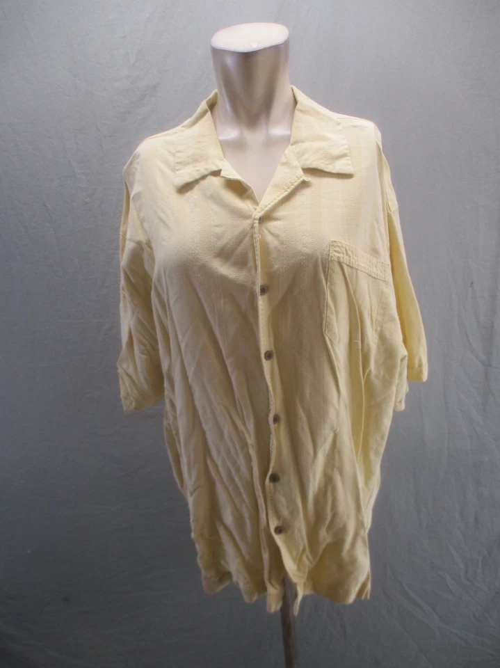 Camisa Jamaica Jaxx Talla XXL Para Hombres Amarilla 100% Seda Manga Corta Abotonada 386 Foto 1 de 4