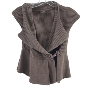 LO. RI. Women's Gray Short Sleeve Wool Knit Wrap Side Latch Sweater, Size S - Picture 1 of 5