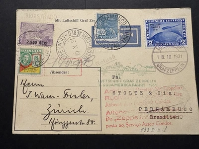 Zeppelin, Postkarte, 1931, 3.Südamerikafahrt, Luftschiff Graf Zeppelin,Brasilien - Bild 1 von 4
