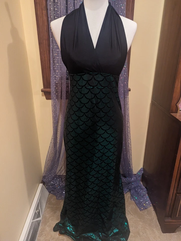 Sexy Mermaid Halloween Halter Green Hologram Tail Costume Dancer Fits Small S/M - Image 1 of 4