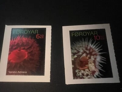 Islas Feroe 2012 Anémonas de Mar, Juego Completo de 2 Folletos Autoadhesivos, MNH  Foto 1 de 2