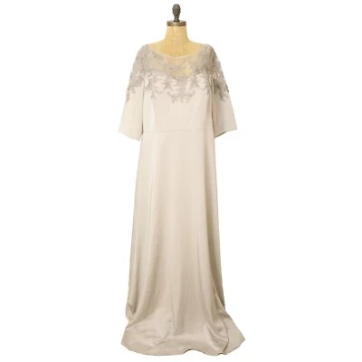 La Femme Embroidered Illusion Neck Gown Size 18 Silver Gray Dress NEW Tag B11 - Image 1 of 4