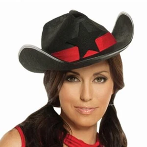 Cowgirl Hat Star Red Band Cowboy Sheriff Deputy Old Wild West Rodeo Costume 1039 - Picture 1 of 2