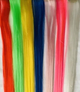 3 extensiones de cabello largo con clip rayas resaltadas multicolores festival arco iris - Imagen 1 de 19