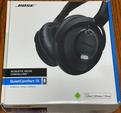 Bose QuietComfort 15 QC15 Acoustic Noise Cancelling Over-Ear Headphones Club Blk - Image 1 of 4