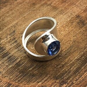Gift For Her 925 Sterling Silver Natural Tanzanite Gemstone Jewelry Band Ring