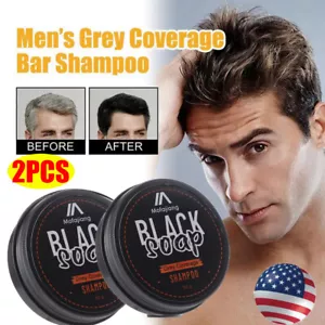 2x Barra de cobertura gris para hombre Champú Cabello Oscurecimiento Jabón Negro para Cubierta de Cabello Gris - Imagen 1 de 17