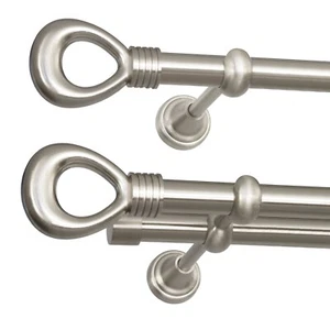 Barra de cortina 19 mm 1 carrera/2 carrera acero inoxidable cepillo acero diseño metal EXCELENTE - Imagen 1 de 10