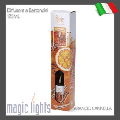 DIFFUSORE PROFUMO PER CASA AMBIENTE A BASTONCINI 125ML PROFUMO ARANCIO CANNELLA - Immagine 1 di 2