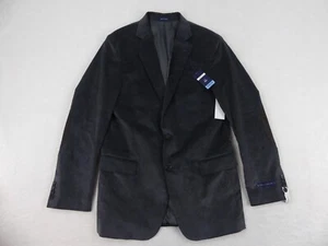 Stafford Sport Coat Mens 42 Long Classic Fit Gray Corduroy Stretch Elbow Patches - Picture 1 of 21