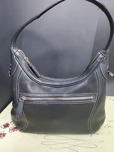 Cole Haan Black Leather Satchel Shoulder Bag 11x8x3" - Picture 1 of 9