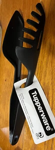 TUPPERWARE *NEW* BLACK TONGS INTERLOCKING -2 In 1- Kitchen Tool Utensil NLA - Picture 1 of 13