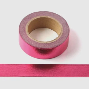 Washi Tape Foil Cerise Pink Plain Solid 10m x 15mm - Picture 1 of 11
