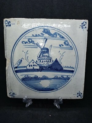 Azulejo antiguo holandés del siglo XVIII Foto 1 de 4