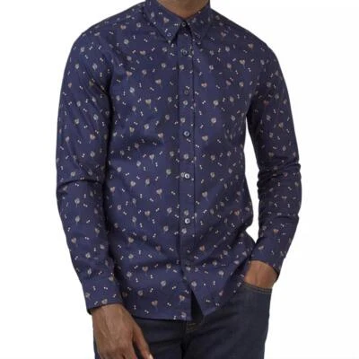 BEN SHERMAN | Men's Navy (Marine) Blue Regular-Fit Scattered Floral Dress Shirt - Изображение 1 из 4