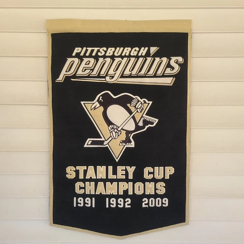 2009 PITTSBURGH PENGUINS STANLEY CUP CHAMPS DYNASTY WOOL BANNER 24" 37" Cover