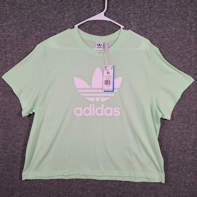 Adidas Originals Women's Trefoil Boxy Tee Size XL Semi Green Spark Short Sleeve - Image 1 of 4