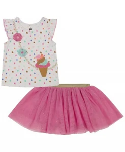Kids Headquarters PRINT/PINK Little Girls Ice Cream T-shirt and Skort Set, US 6 - Picture 1 of 2