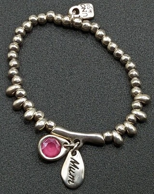 Pulsera elástica Uno De 50 mamá madre cristal rosa plateado cuentas Foto 1 de 4