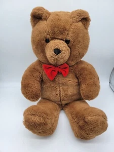 Peluche orsacchiotto vintage 1986 Dakin Honey Jo marrone 20" con fiocco rosso cravatta fattoria divertente - Foto 1 di 5