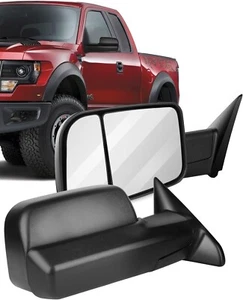 Black Manual Towing Side View Mirrors Pair Truck For 2009-2015 Dodge Ram Pickup. - Bild 1 von 9