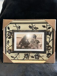 Sonoma Photo Picture Frame Metal BEADED FLOWERS WITH RHINESTONES VTG - Picture 1 of 2