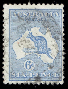 AUSTRALIA – 1913 – KANGAROO 6p Ultra – Sc #8 - Used F/VF CV $21 - Picture 1 of 2