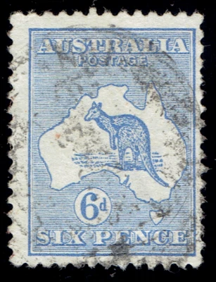 AUSTRALIA – 1913 – KANGAROO 6p Ultra – Sc #8 - Used F/VF CV $21 - Image 1 of 2